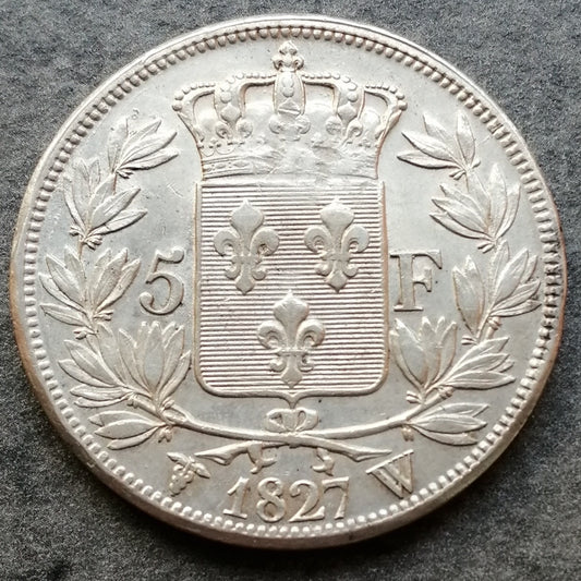 Charles X (1824-1830) 5 francs 1827 W Lille Argent - 25,20 gr - G. 644
