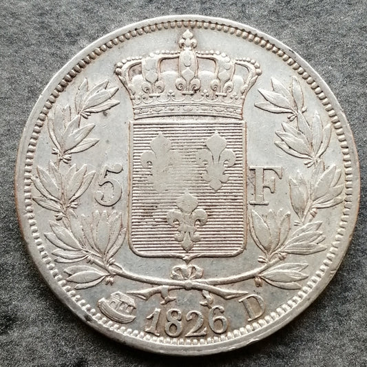 Charles X (1824-1830) 5 francs 1826 D Lyon Argent - 24,97 gr - G.643