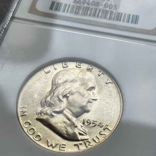 USA Half Dollar (½ $) "Franklin Half Dollar" 1954 D Denver Argent NGC MS64