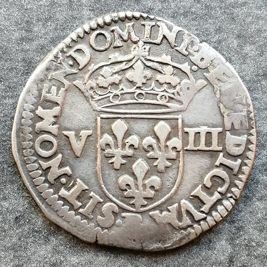 Henri IV (1589-1610) 1/8ème d'écu 1605 B Rouen 4,79 gr