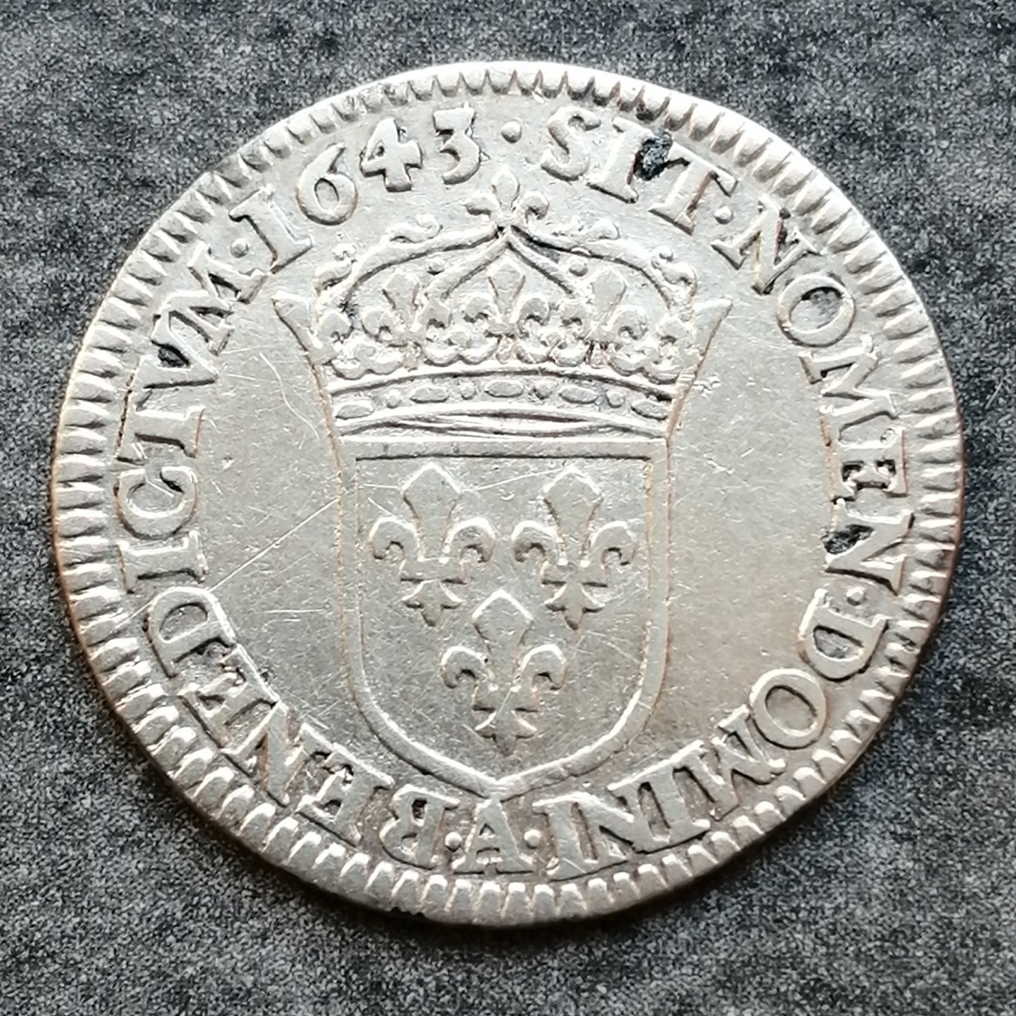 Louis XIV (1643-1715) 1/12 écu 1643 A Paris 2.15 gr