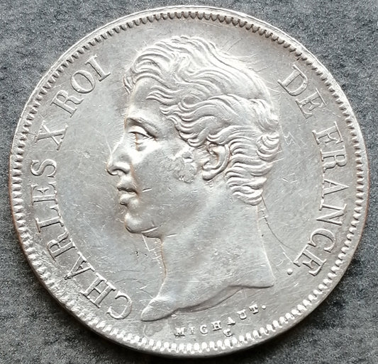 Charles X (1824-1830) 5 francs 1827 BB Strasbourg - 24,83 gr