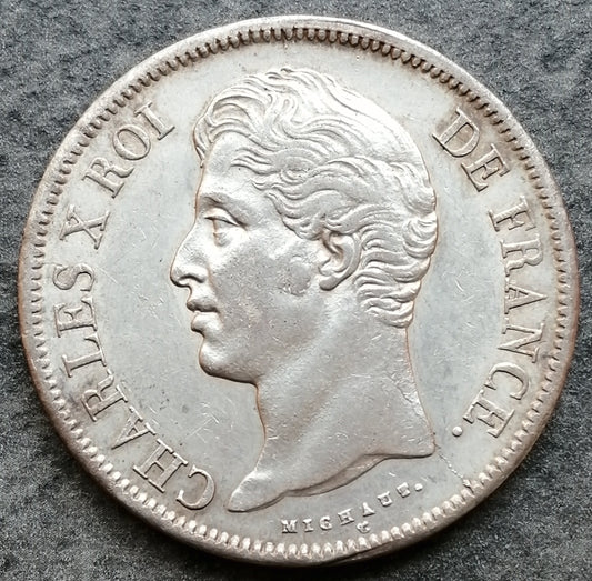 Charles X (1824-1830) 5 francs 1829 L Bayonne Argent 24,97 gr
