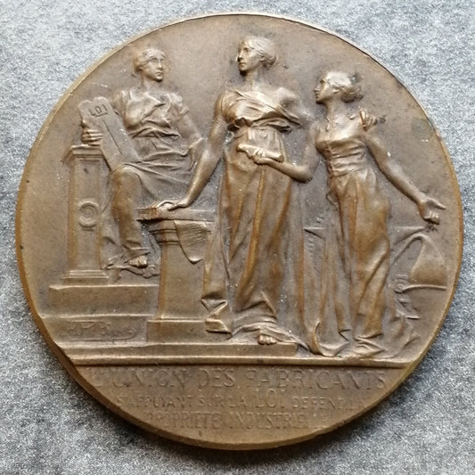 Médaille Union des fabricants répression de la contrefaçon 1877 Bronze 20.75 gr