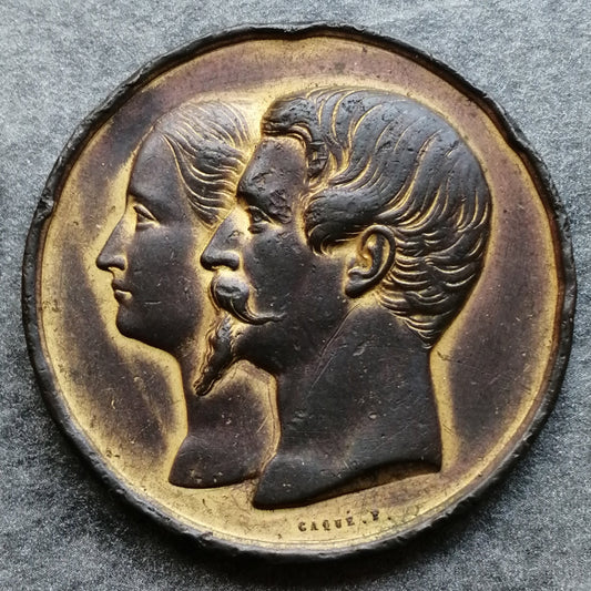 Médaille Napoléon III et Eugénie 1855 Par Caqué 24.55 gr