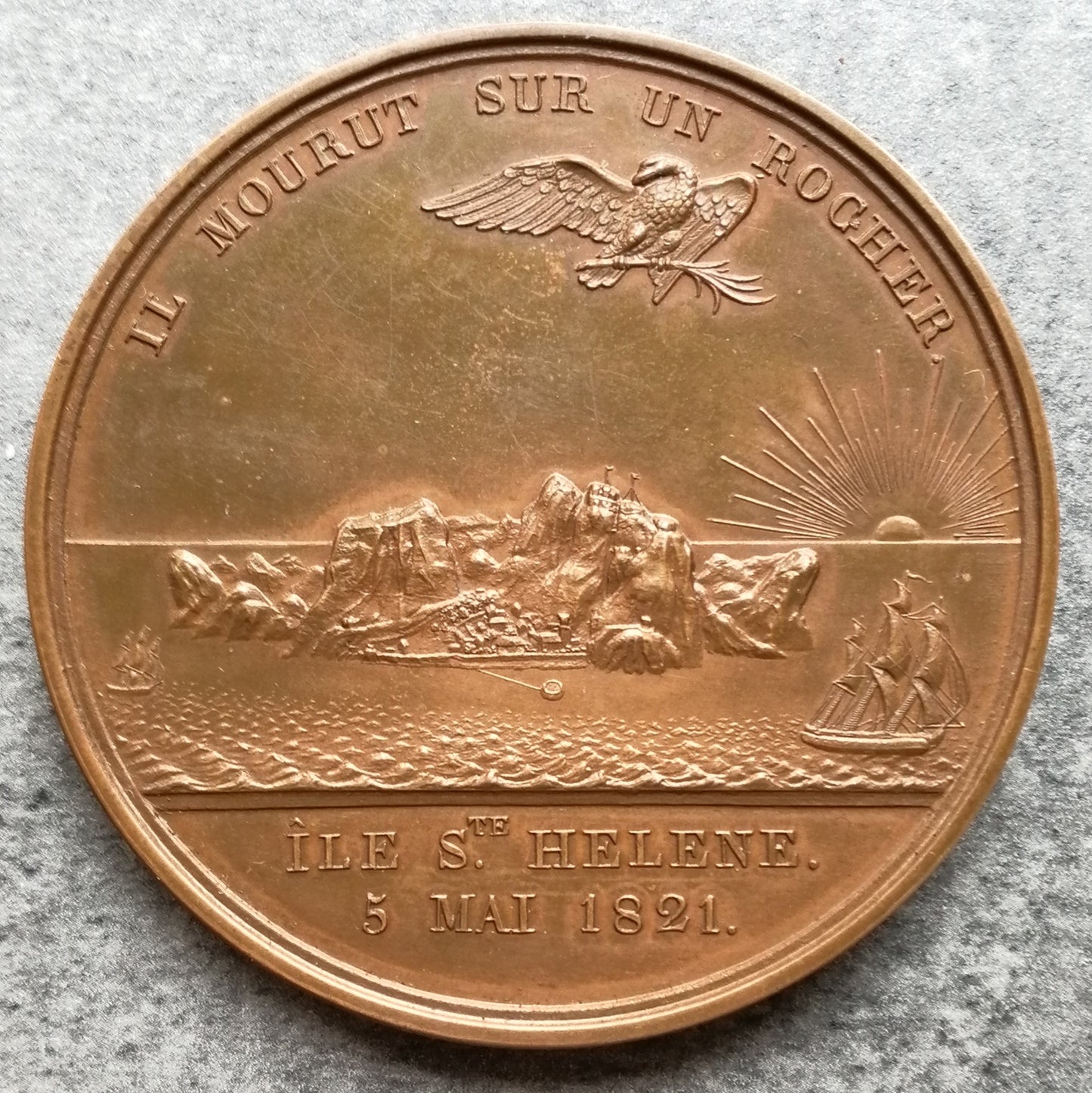 Medalla Napoleón I Isla de Santa Elena 1821 67,5 mm 143 gr Bronce