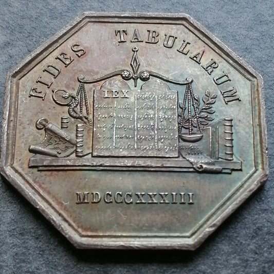 Jeton Notaires de l'arrondissement de Doullens (Somme) 1833 Argent 13.34 gr 31 mm