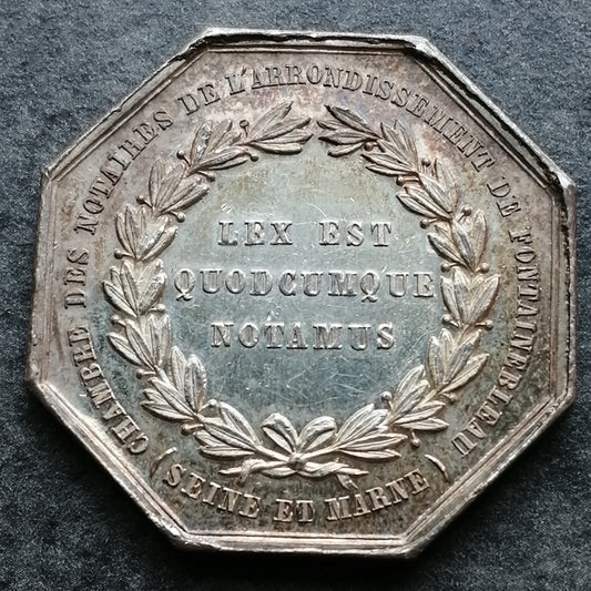 Jeton Notaires de Fontainebleau (Seine et Marne) Argent 15.36 gr 31 mm