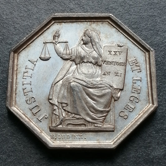 Jeton Notaires de l'arrondissement de Tours Argent 12.63 gr 30.5 mm