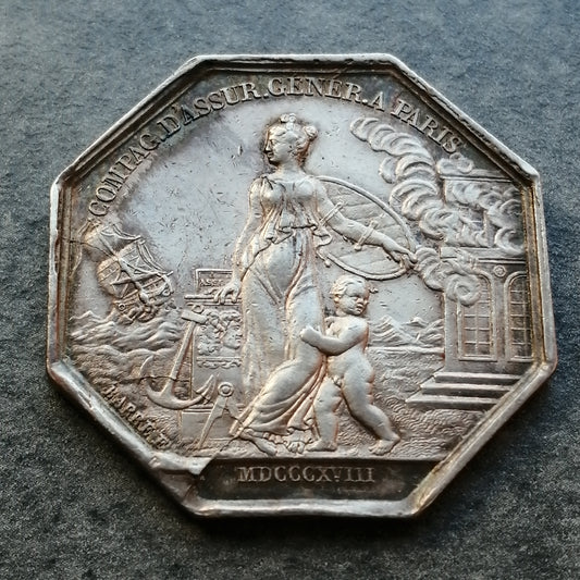 Jeton Compagnie d'Assurances Générales de Paris 1818 Argent 12.11 gr 30 mm