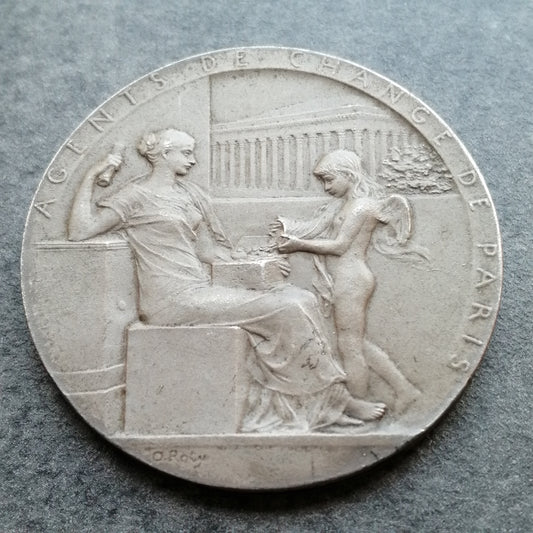 Jeton Agents de Change de Paris Bronze Argenté 23.61 gr 36 mm
