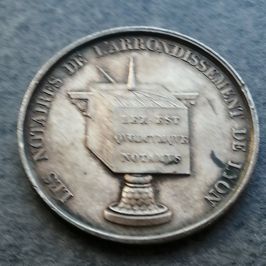 Jeton Notaires de Lyon 1830 Argent 14.74 gr 32 mm