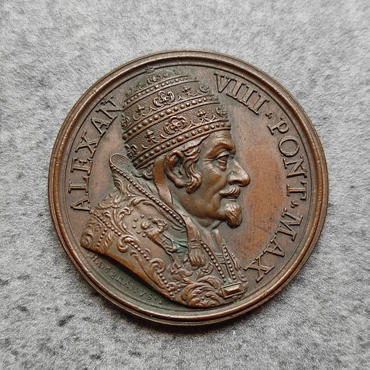 Vatican et Etats Pontificaux Médaille Alessandro VIII (1689-1691) Mvnit et Vnit 38 mm 22,27 gr