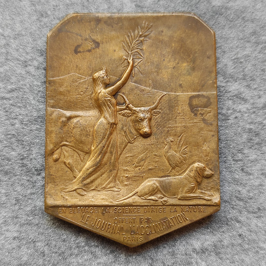 Médaille agricolecole Le Journal L acclimatation Paris 33.61 gr 51x37 mm