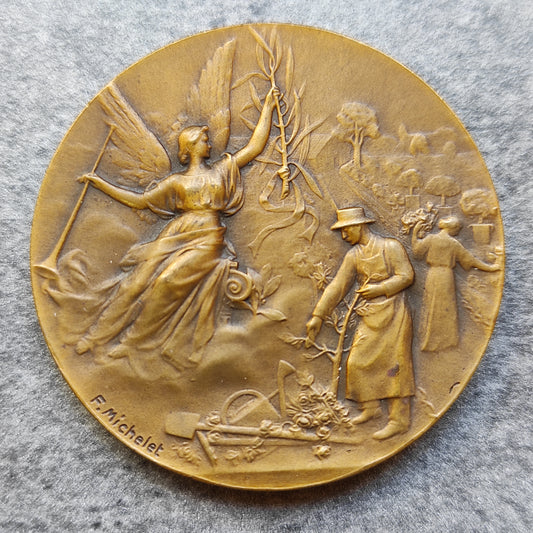 Médaille Société d'horticulture du Nord de la France Palais Rameau Lille en Bronze par Michelet 50 mm 50.17 gr