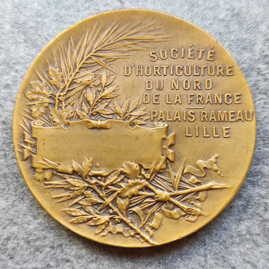 Médaille Société d'horticulture du Nord de la France Palais Rameau Lille en Bronze par Michelet 50 mm 50.17 gr