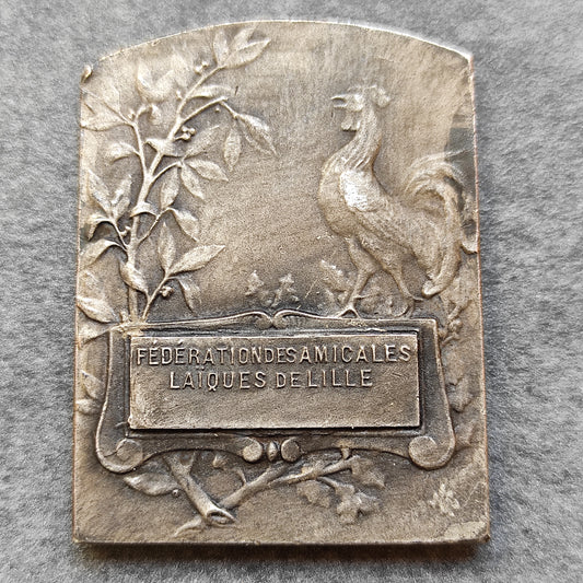Médaille de la fédération des Amicales Laïques de Lille 53x40 mm 45.09 gr