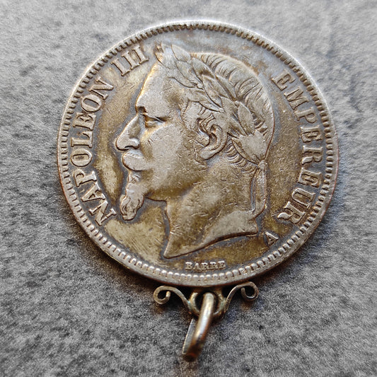 Napoléon III 5 francs 1867 A en argent montée en bélière 25,15 gr