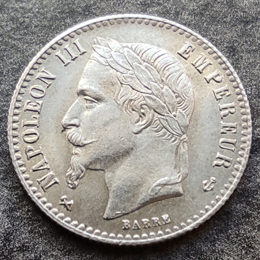 Napoléon III (1852-1870) 50 centimes 1866 K Bordeaux Tête laurée argent 2,47 gr