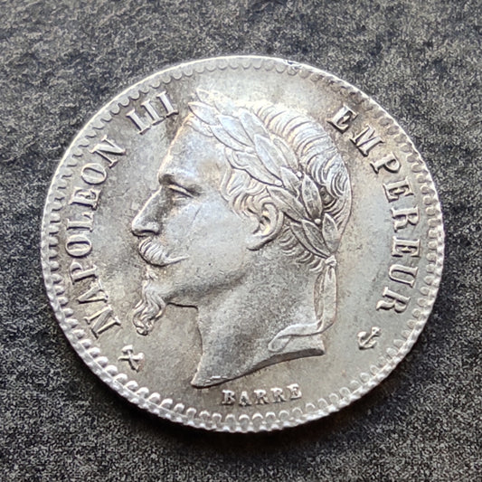 Napoléon III (1852-1870) 50 centimes 1866 K Bordeaux Tête laurée argent 2,49 gr