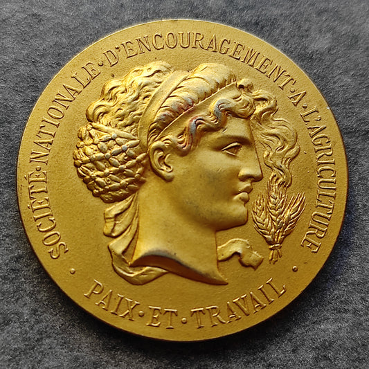 Médaille 1er Prix Exploitation Agricole 1910. Vermeil. 37.7 gr 40 mm