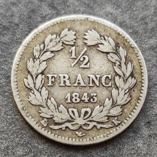 Louis Philippe (1830-1848) 1/2 Franc 1843 K Bordeaux Argent