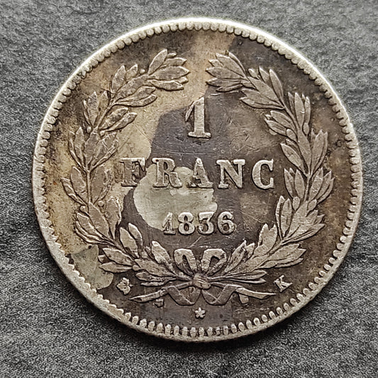 Louis Philippe (1830-1848) - 1 Franc 1836 K Bordeaux - 4,95 gr - Argent