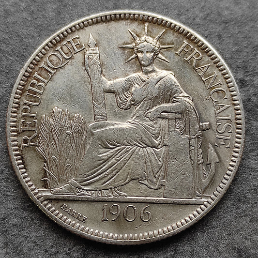 Indochine 1 Piastre de Commerce 1906 Argent 26.91 gr