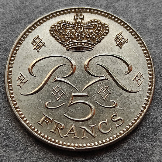 Monaco 5 Francs 1975 Rainier argent