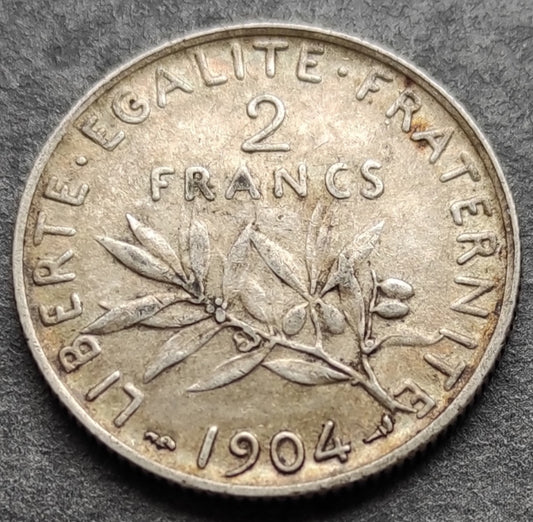 France 2 Francs 1904 Semeuse Argent 10,01 gr
