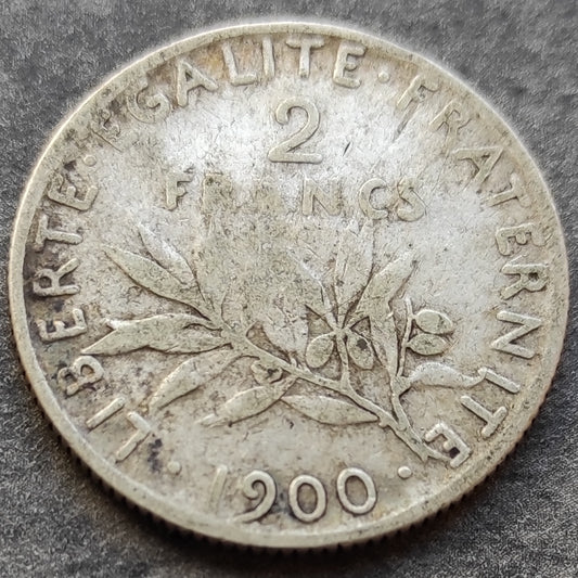 France 2 Francs 1900 Semeuse Argent 9,87 gr