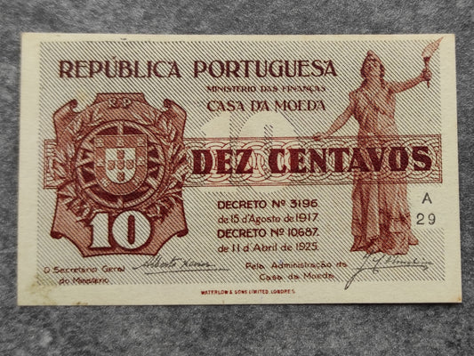 Portugal Billet de 10 Centavos 1925