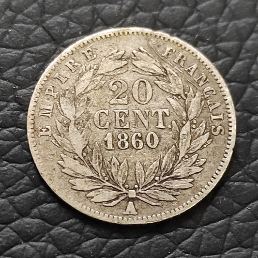 Napoléon III (1852-1870) 20 Centimes 1860 A Paris. Argent. 0,99 gr