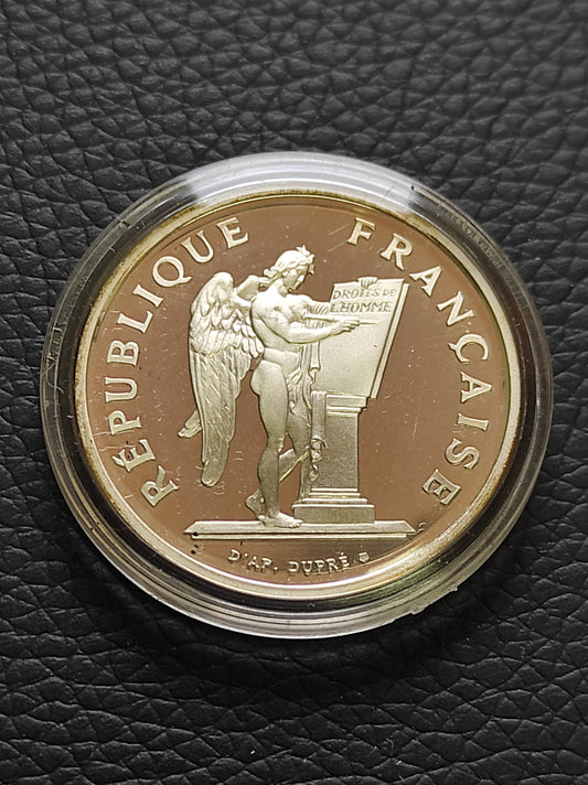 100 Francs 1989 Droits de l'homme. Argent Belle Epreuve BE. 15 gr 31 mm