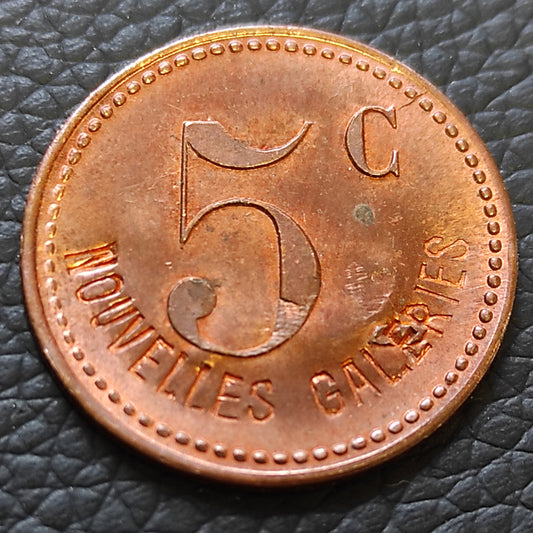 Monnaie Jeton de nécessité - 5 centimes Nouvelles Galeries - 3,28 gr