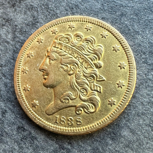 USA CLASSIC HEAD 5$ Or 1838 Five Dollars Philadelphia 8.30 gr