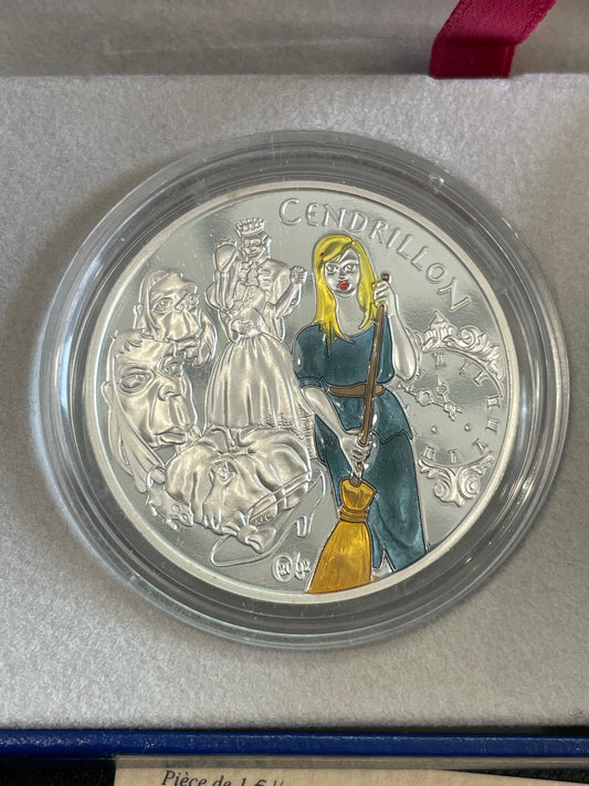 Monnaie de Paris 1€ 1/2 Argent CENDRILLON 2002 BE en couleur